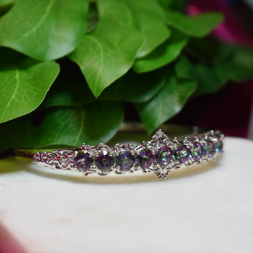 Northern Lights Mystic Topaz and Zircon Cuff Bracelet - Picture 2 of 2